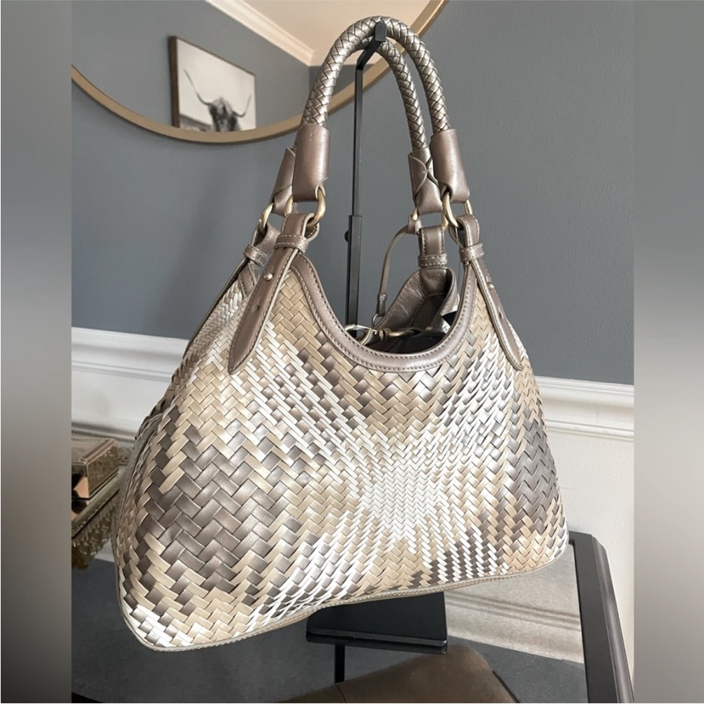 Cole Haan purse bag, satchel, metallic earthtones, new trending braided handles - Picture 11 of 14